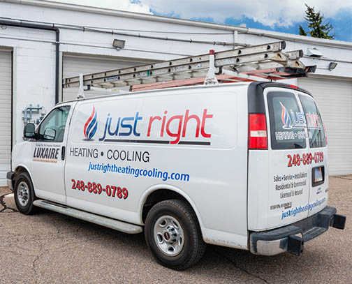 Just Right Heating & Cooling HVAC van in Waterford, MI