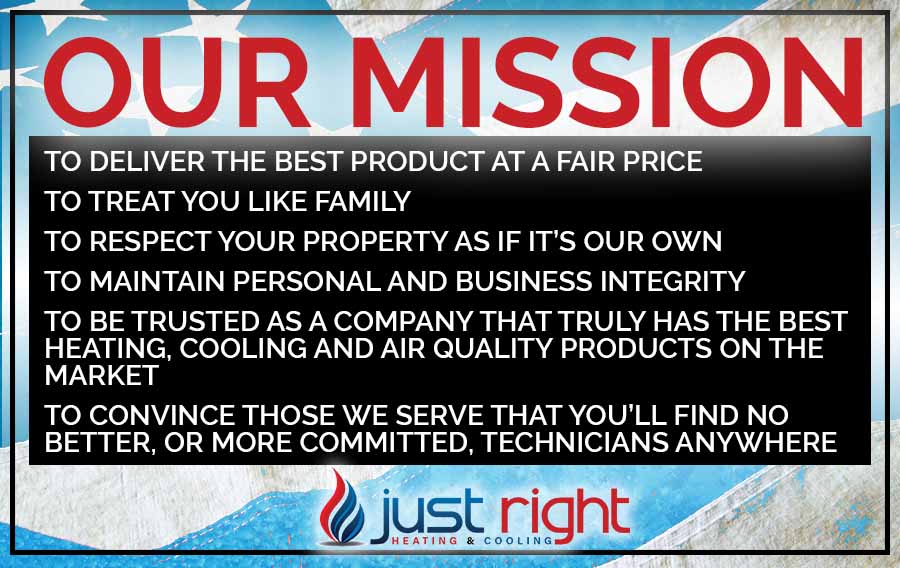 Just Right Heating & Cooling mission to provide great hvac service at a fair price get a free quote on a new furnace today