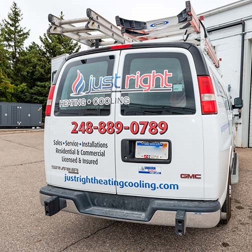 HVAC van for Just Right Heating & Cooling in Waterford Township