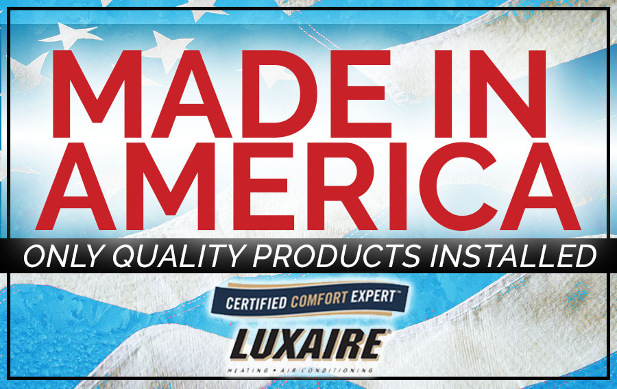 Just Right installs Luxaire American made furnaces and air conditioners